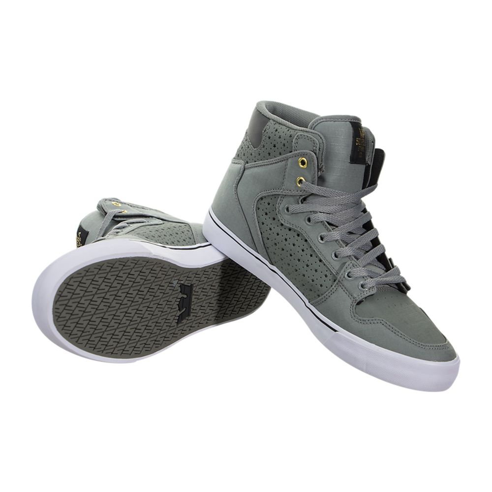 Baskets Montantes Supra Vaider Grise Noir Charcoal/Black-Gold-White Homme | JYR-04334393